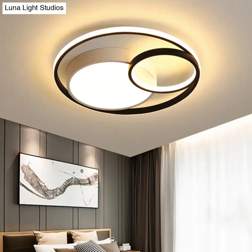 Modern Acrylic Ring Flushmount Led Ceiling Light In Gray/White/Black With Warm/White/3 Color