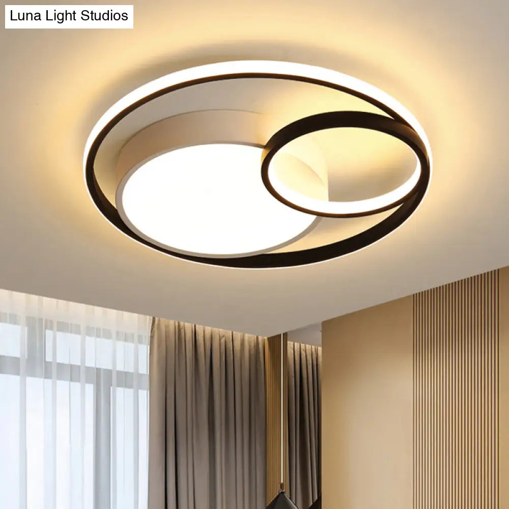 Modern Acrylic Ring Flushmount Led Ceiling Light In Gray/White/Black With Warm/White/3 Color