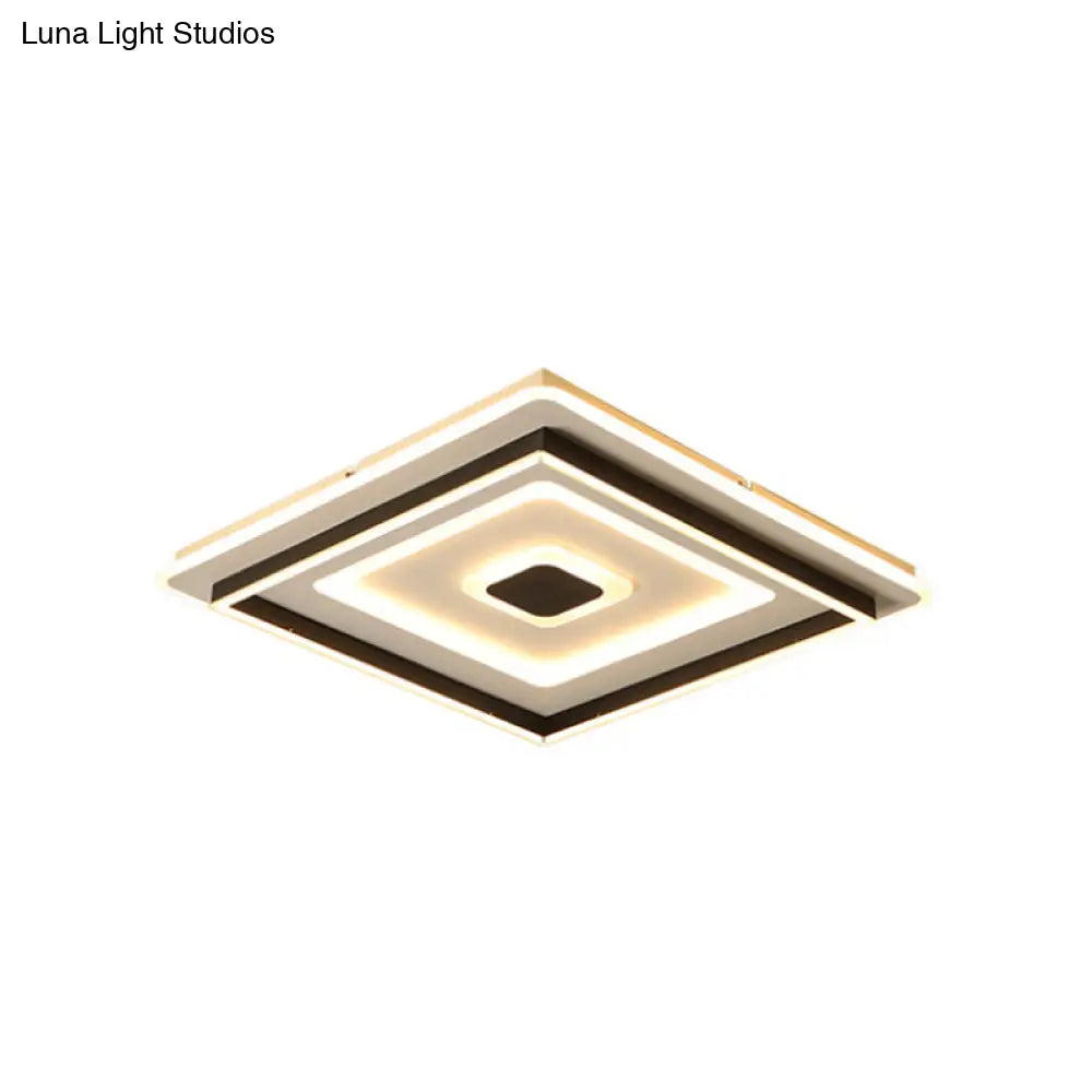 Modern Acrylic Square Flushmount Led Ceiling Light In Black - 18/21.5 Wide Warm/White