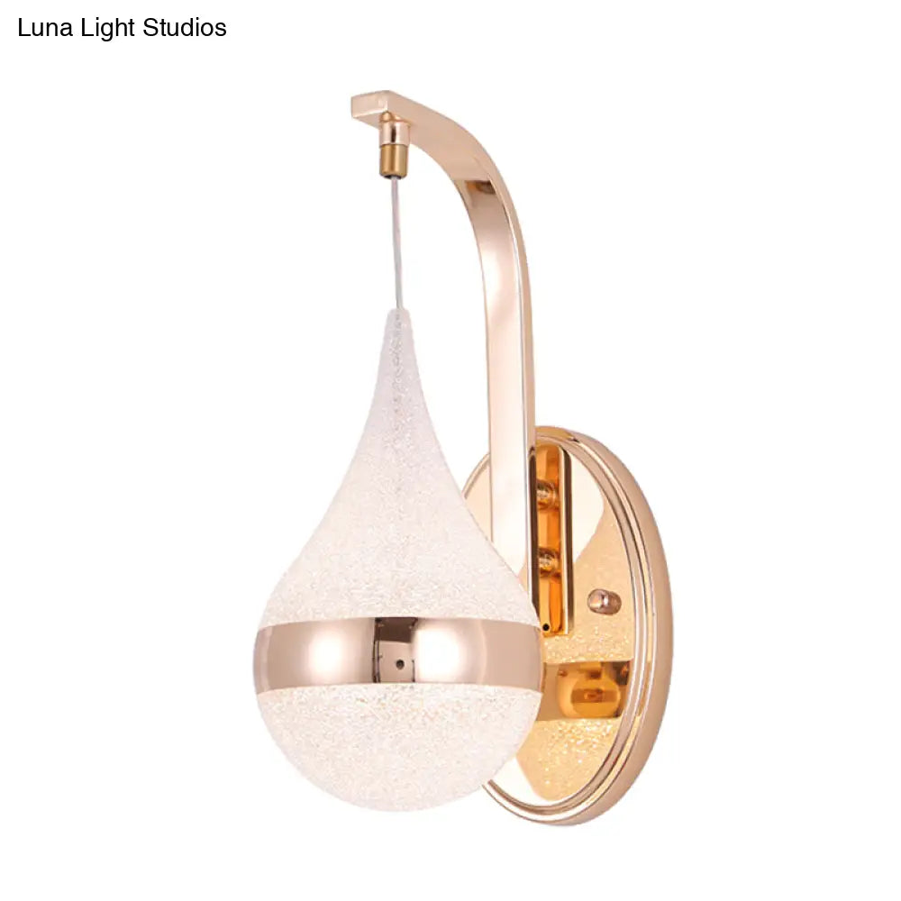Modern Acrylic Waterdrop Wall Light With Led Gold Backplate - Sconce Lamp