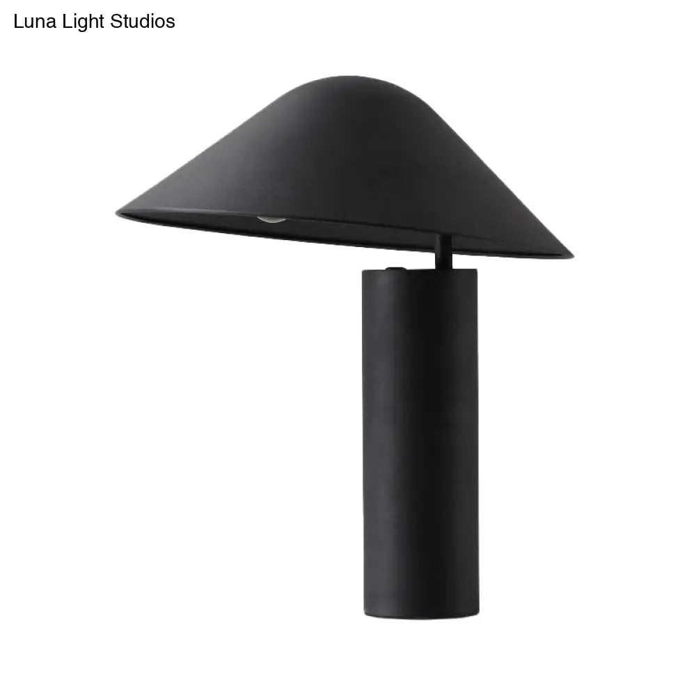Modern Aluminum Led Mushroom Table Light - Black Bedside Desk Lamp With Iron Cylinder Base