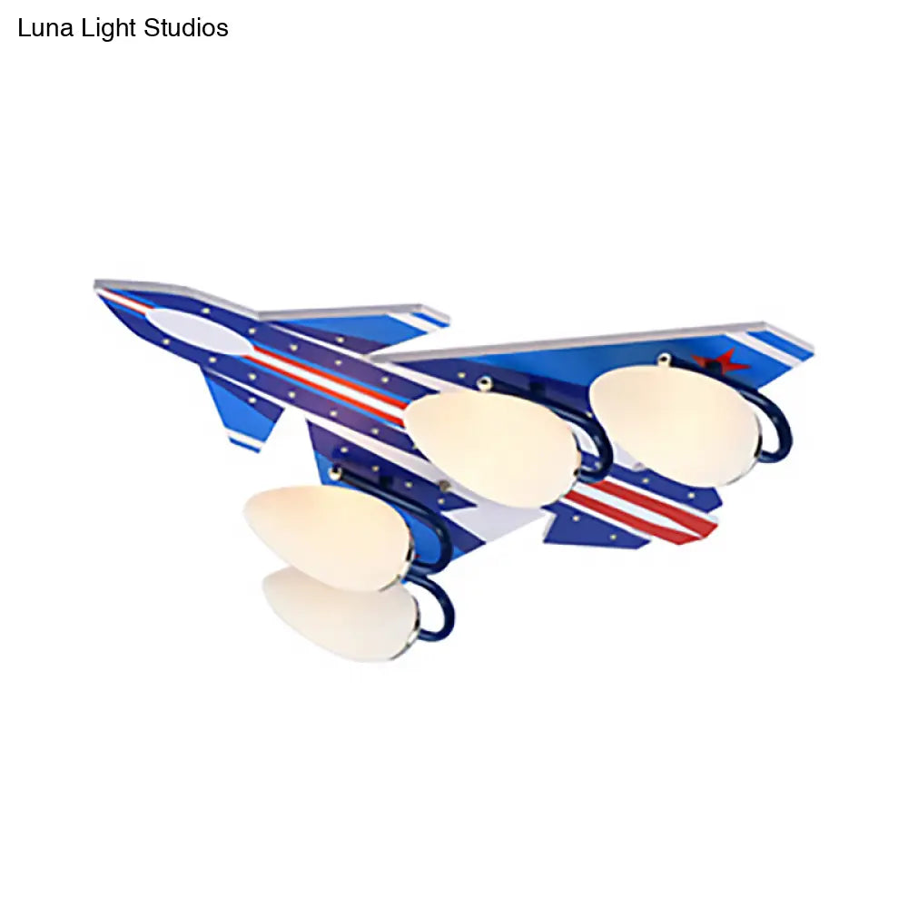 Modern American Style Wood Ceiling Lamp - Plane Shade Study Room Mount 4 Lights