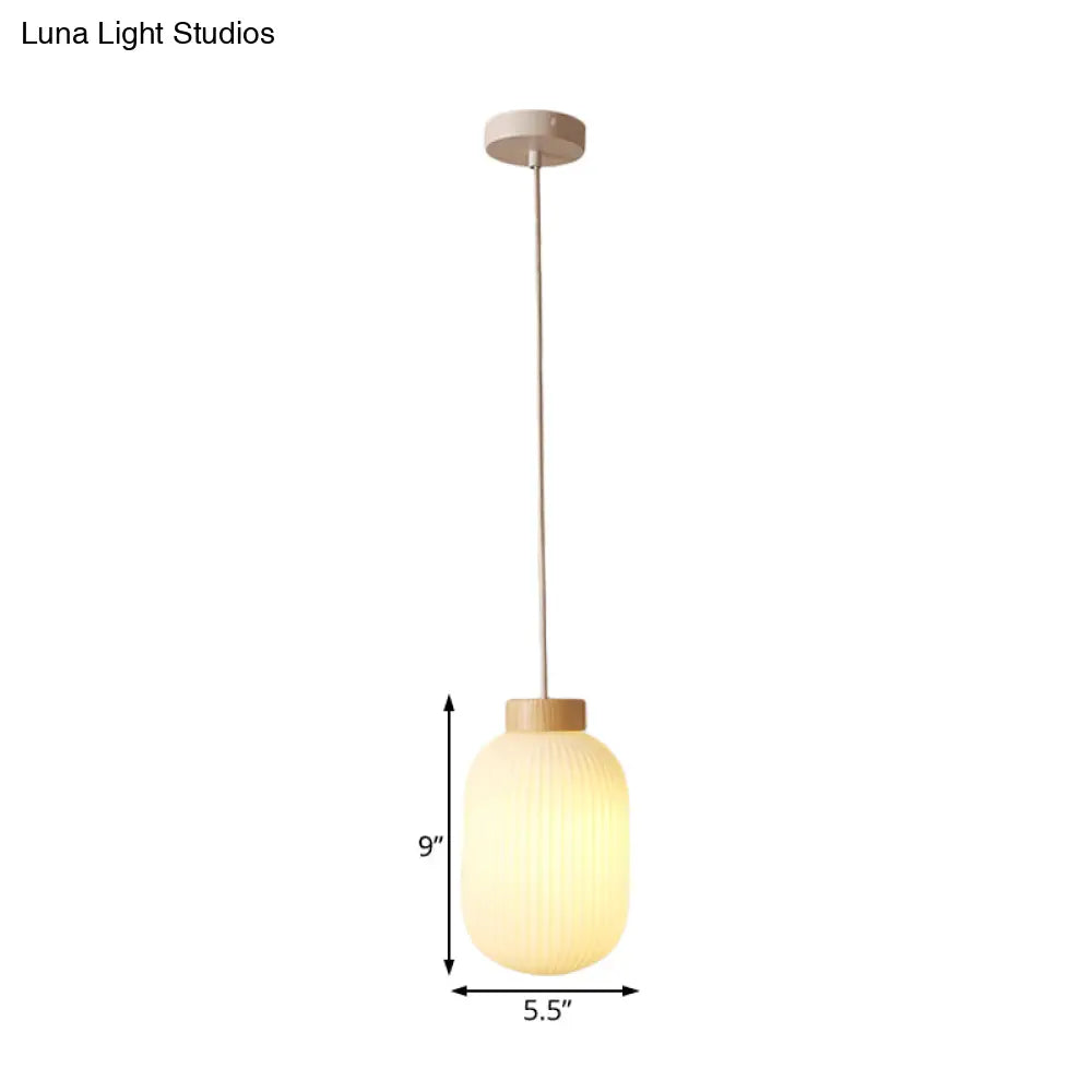Modern Asian Pendant Lamp with Paper Shade - White Capsule/Drum Ceiling Light for Corridor - Sizes: 5.5’’/8’’/12’’ Wide