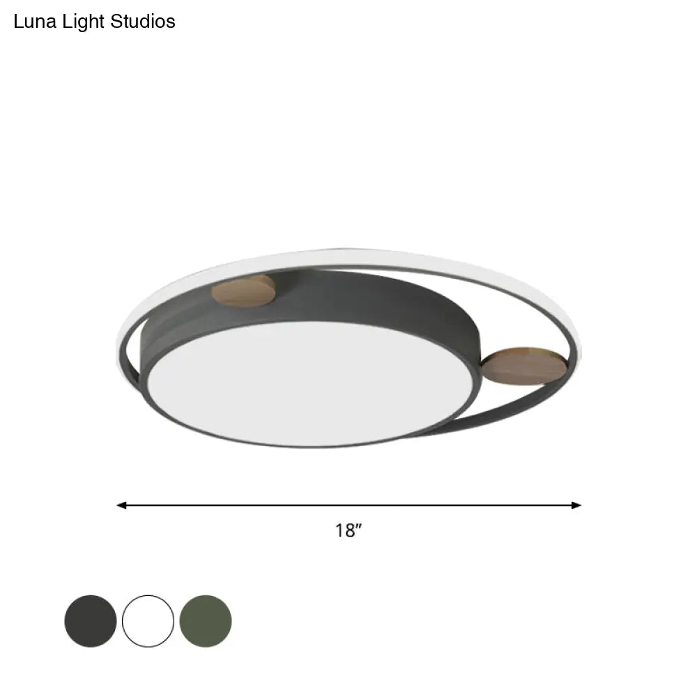 Modern Bear Head Led Flushmount Ceiling Light With Wood Accent - 18’/21.5’ Wide Cartoon Acrylic