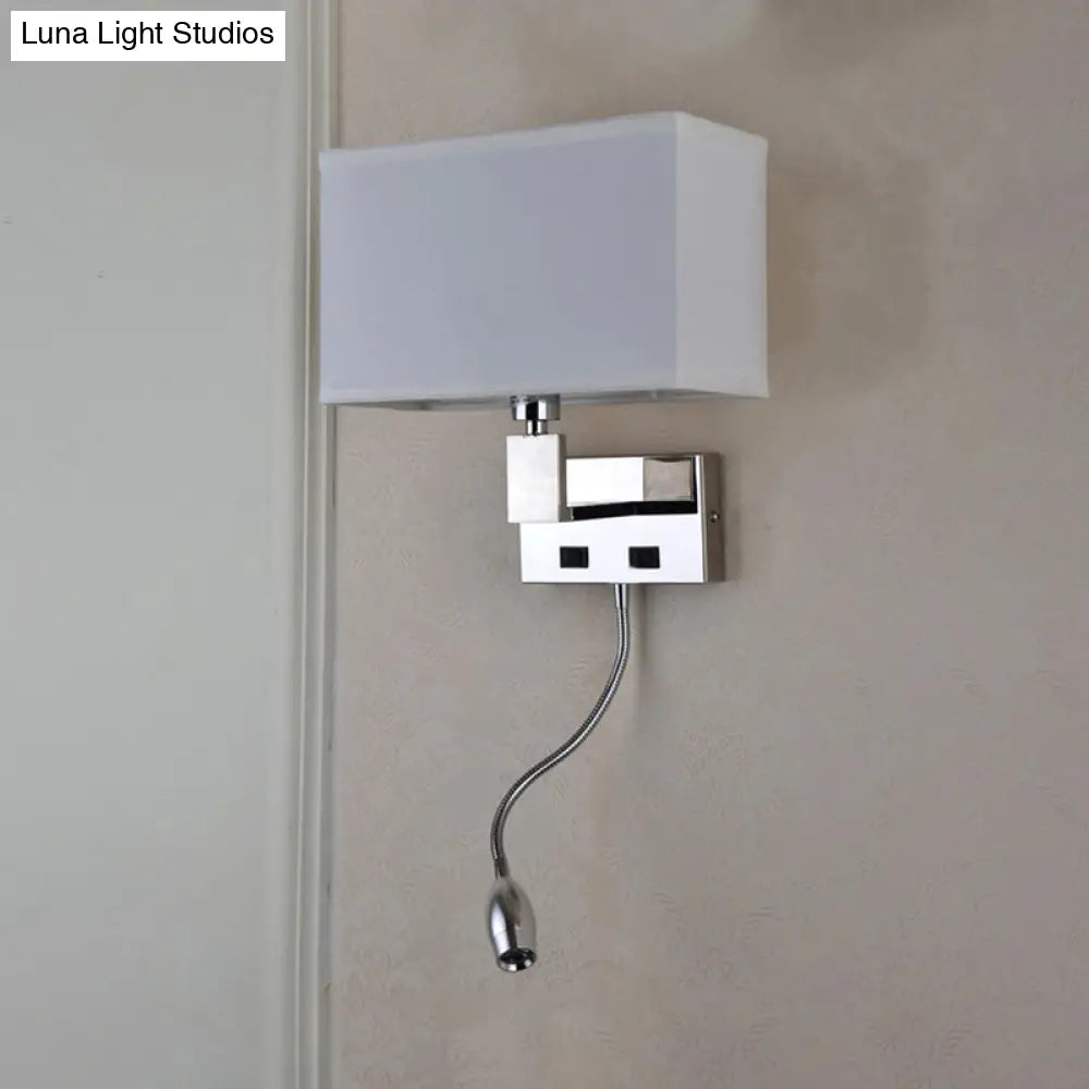 Modern Beige Fabric Led Wall Sconce With Spotlight
