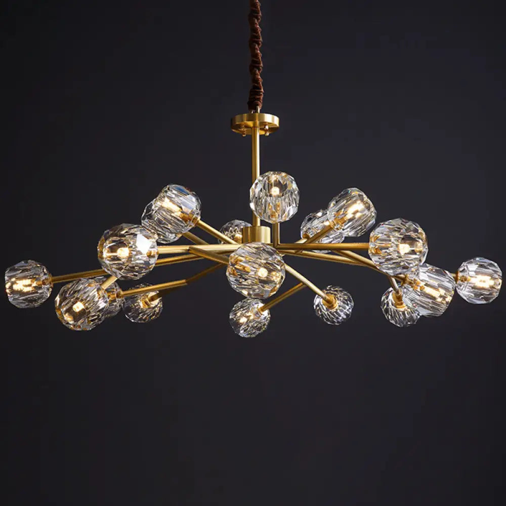 Modern Beveled Crystal Ball Chandelier - 6/15/18-Bulb Brass Living Room Lighting Fixture 18 /