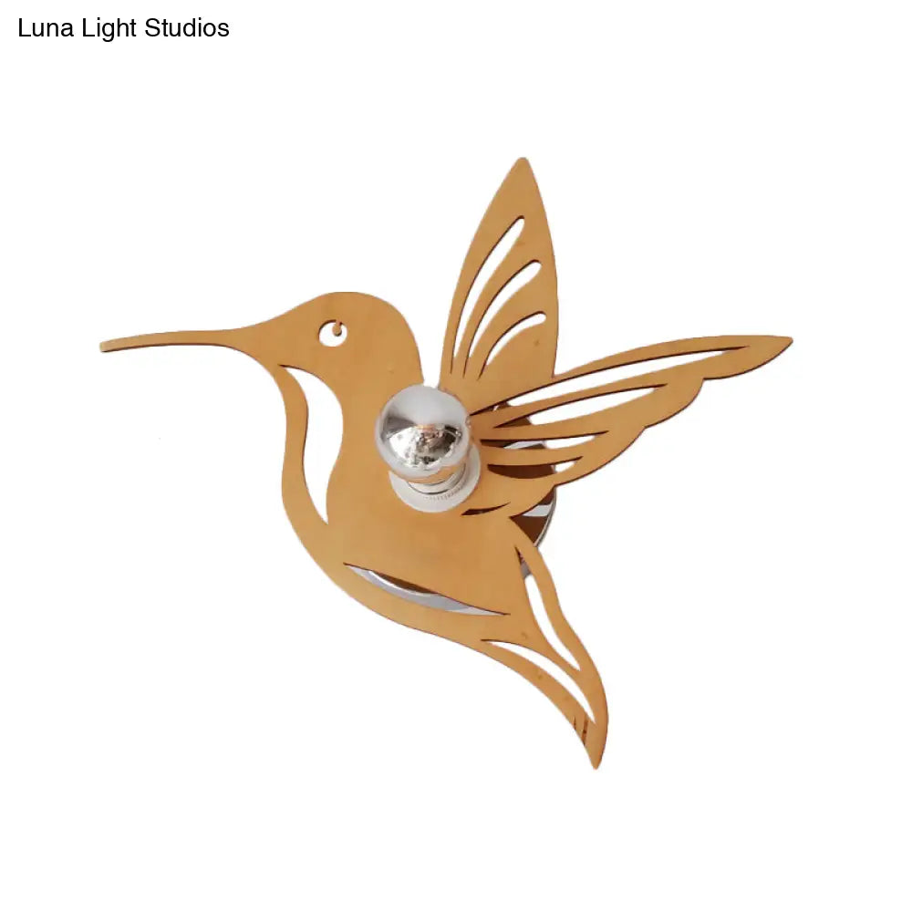 Modern Bird-Shaped Wood Sconce With Beige Wall Mount - Bedside Lamp
