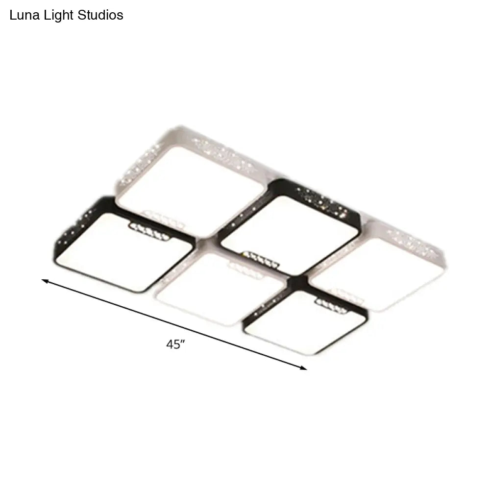 Modern Black And White Ceiling Light Fixture With Acrylic Shade - Choose Warm Or 3 Color 4/6 Lights