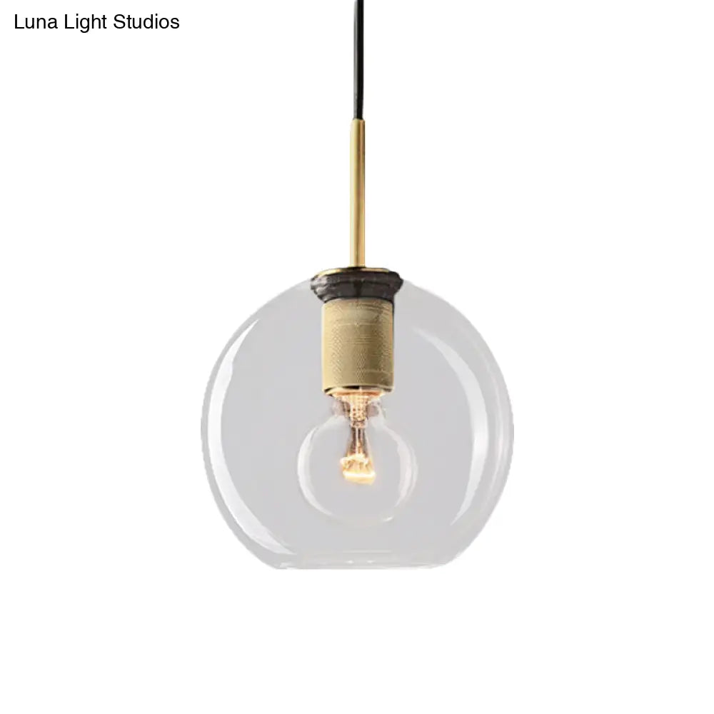 Modern Black/Brass/Chrome Pendant Lamp - 1 Light Clear Glass Ceiling Fixture