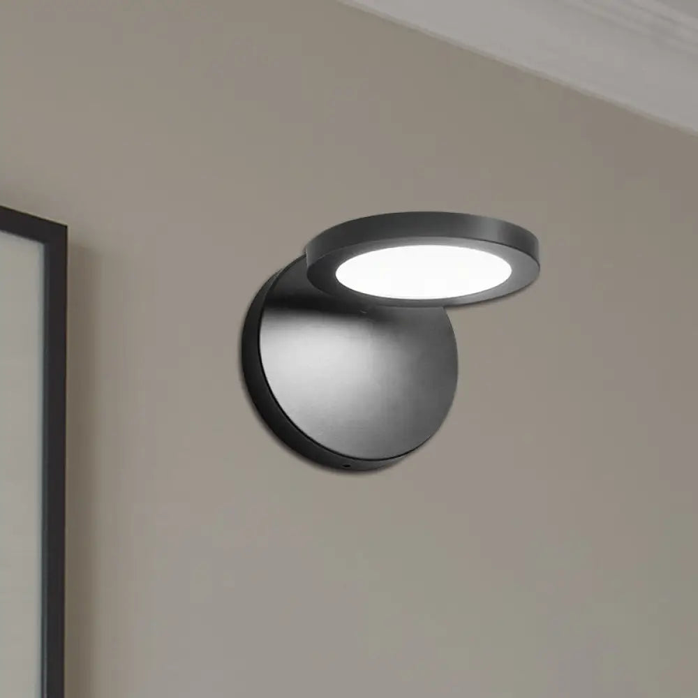 Modern Black Circular Led Wall Lamp With White/Warm Lighting And Stylish Acrylic Sconce