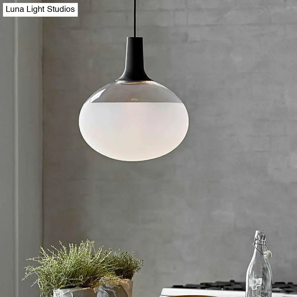 Modern Black Glass Elliptical Suspended Lighting Fixture For Restaurants