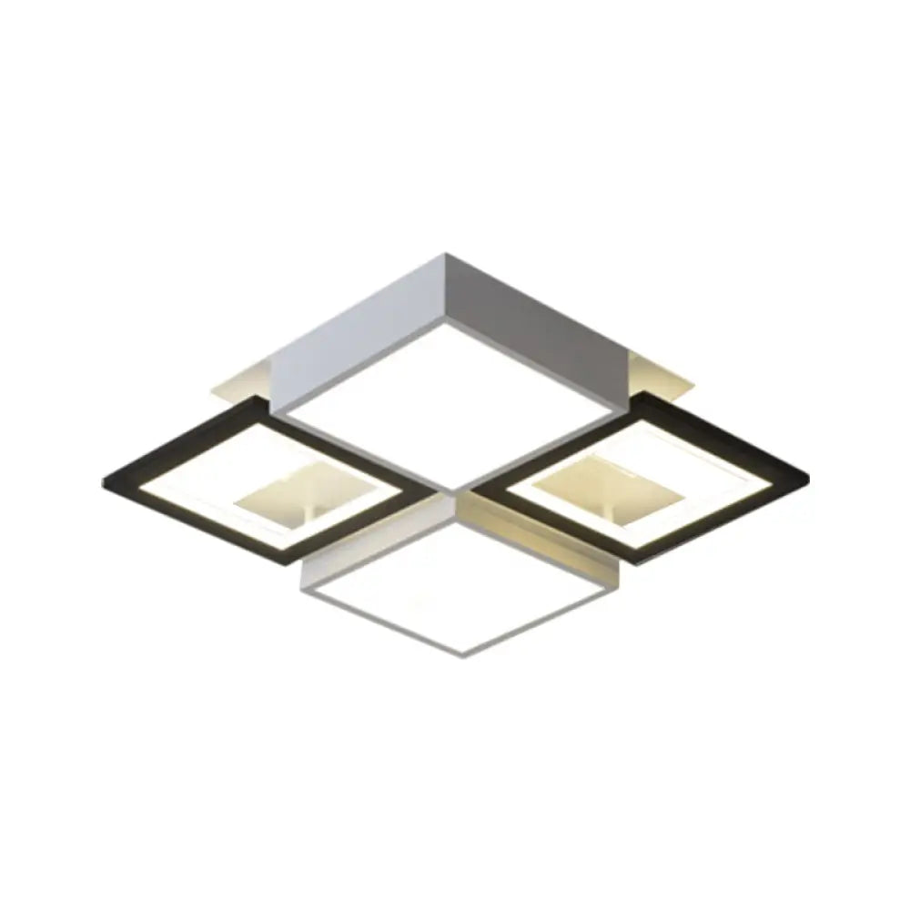 Modern Black Integrated Led Ceiling Lamp - 18/23.5 Wide Square Flush Mount Fixture In Warm/White