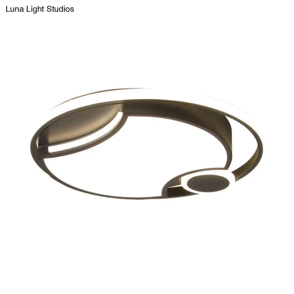 Modern Black Iron Cut-Out Design Led Ceiling Light - 16.5’/20.5’ Wide Round Flush Mount Warm/White