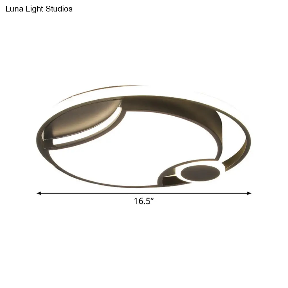 Modern Black Iron Cut-Out Design Led Ceiling Light - 16.5’/20.5’ Wide Round Flush Mount Warm/White