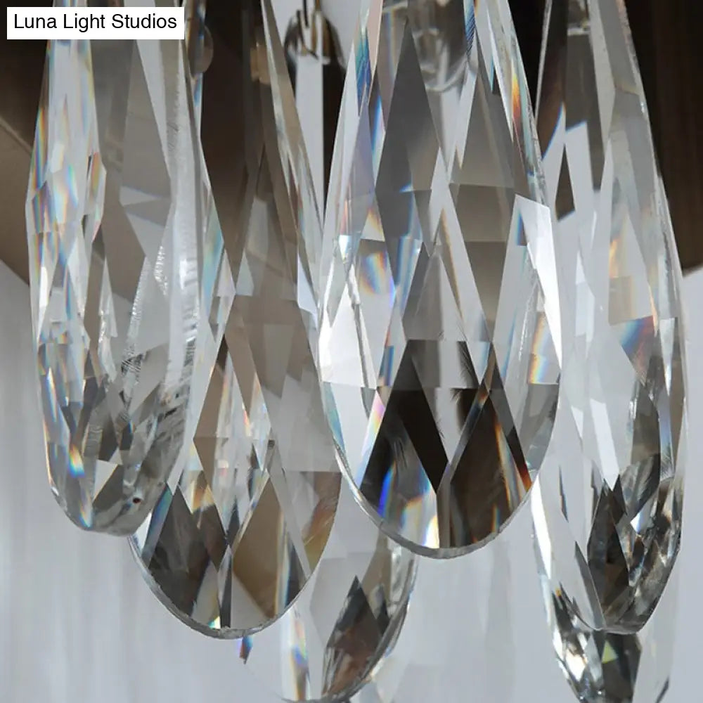 Modern Black K9 Crystal Teardrop Wall Lighting Fixture - 2 Lights Bedroom Mount