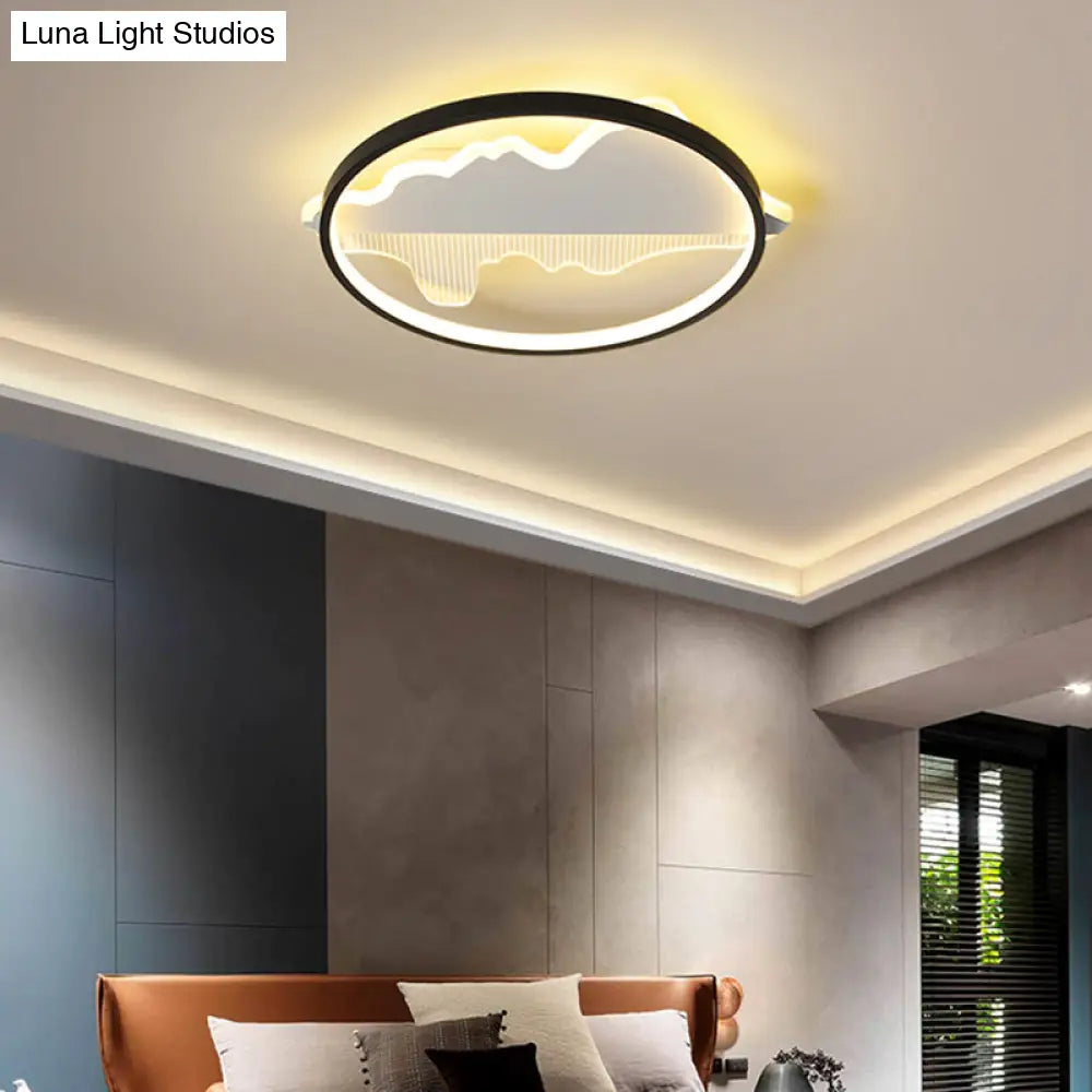 Modern Black Led Flushmount Ceiling Light For Minimalist Bedroom Décor