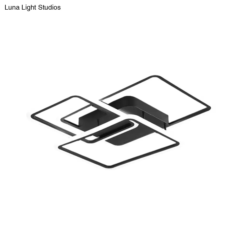 Modern Black Metallic Led Flushmount Lighting For Bedrooms - Rectangle And Square Options