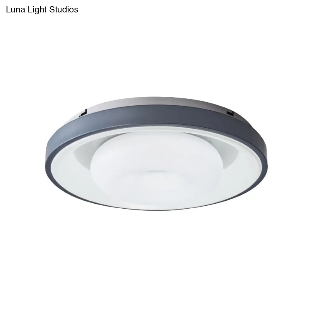 Modern Blue - White Led Ceiling Light With Acrylic Shade: Macaron Flush Mount Lamp