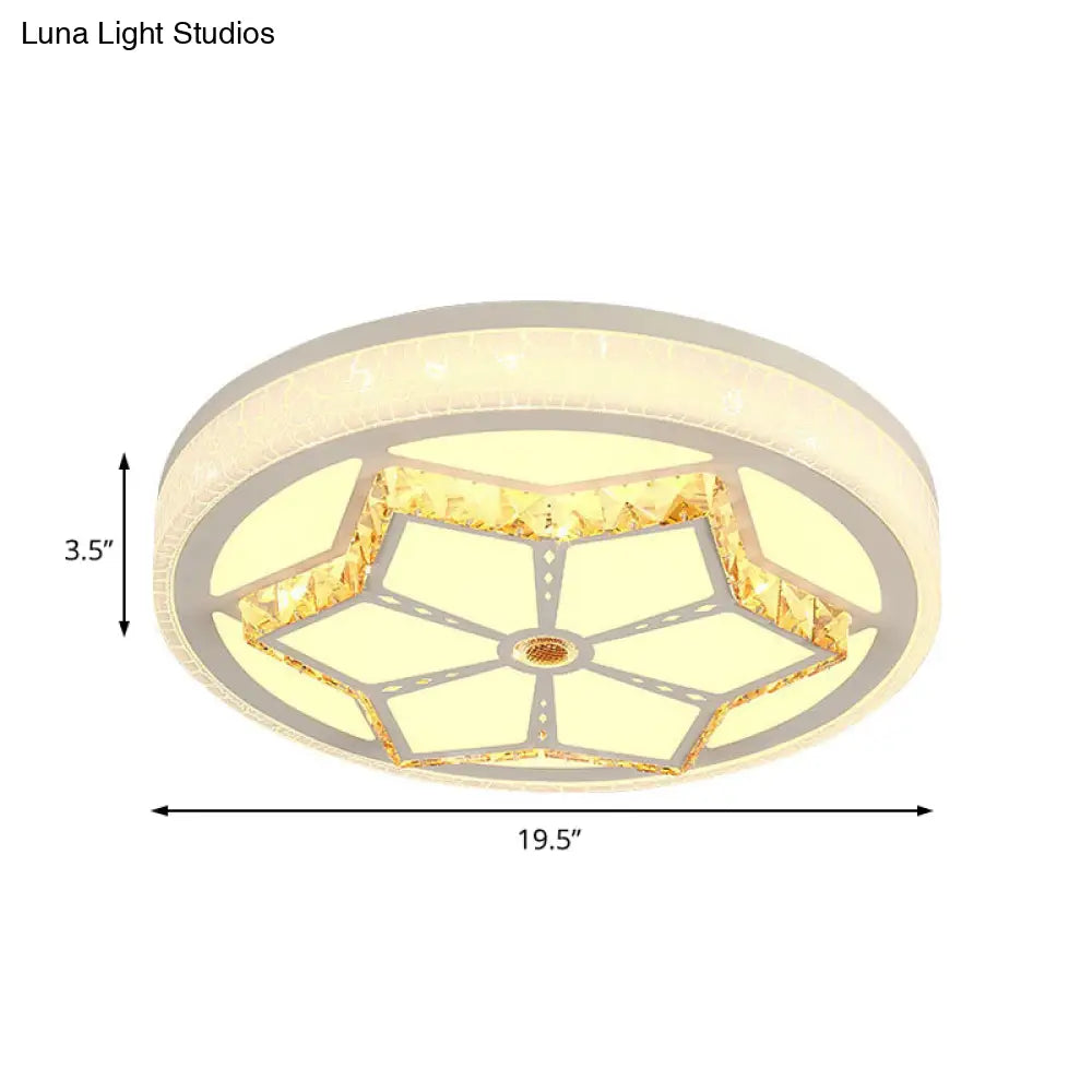 Modern Brown/White Flushmount Ceiling Light With Crystal Deco For Bedroom