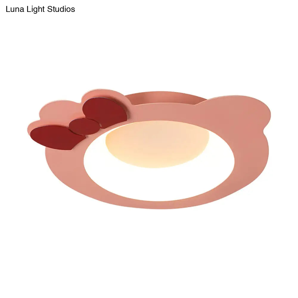 Modern Cartoon Flush Mount Led Pink Ceiling Lamp With Warm/White Light