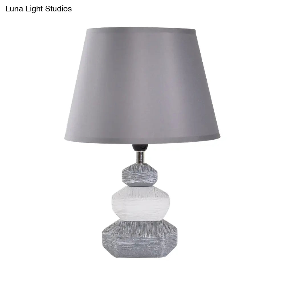 Modern Ceramic Nightstand Lamp - Contemporary Stone Shape Design | Black/Grey & White 1 Light
