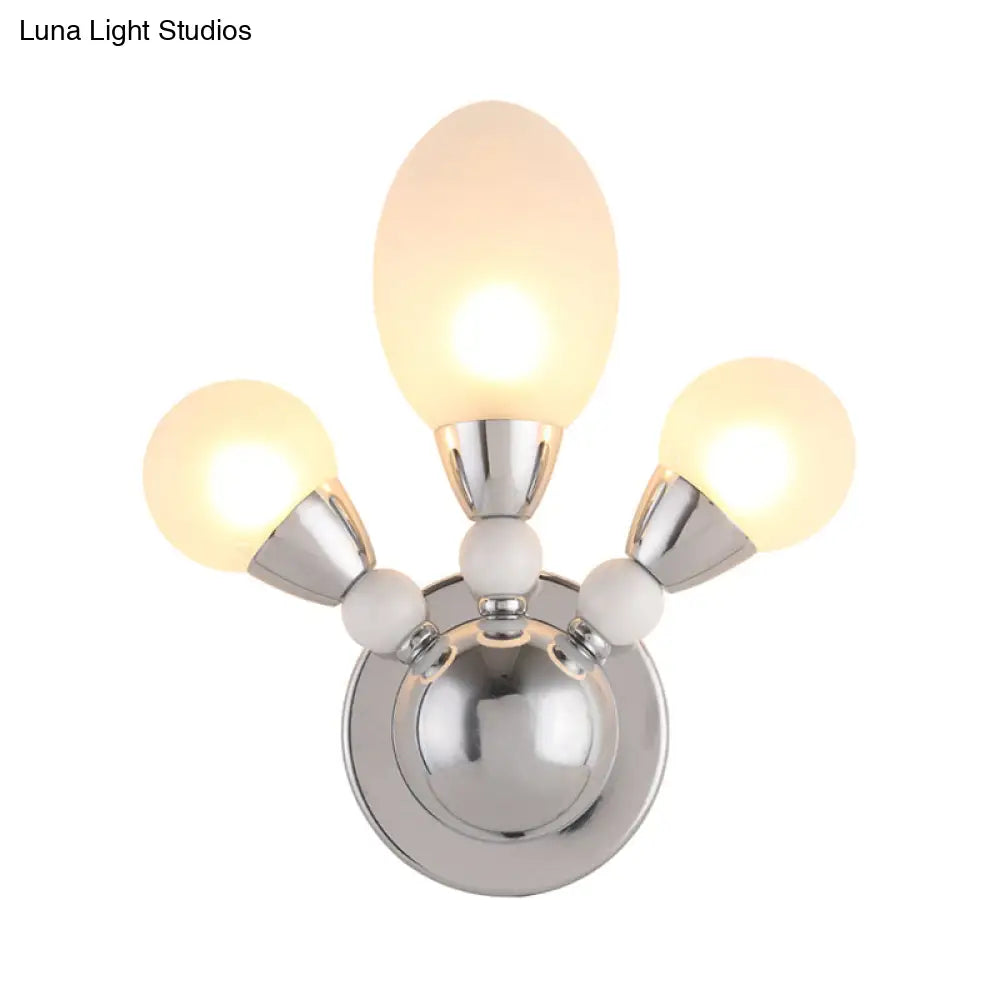 Modern Chrome Egg Wall Light Fixture With 2/3 White Glass Led Lights