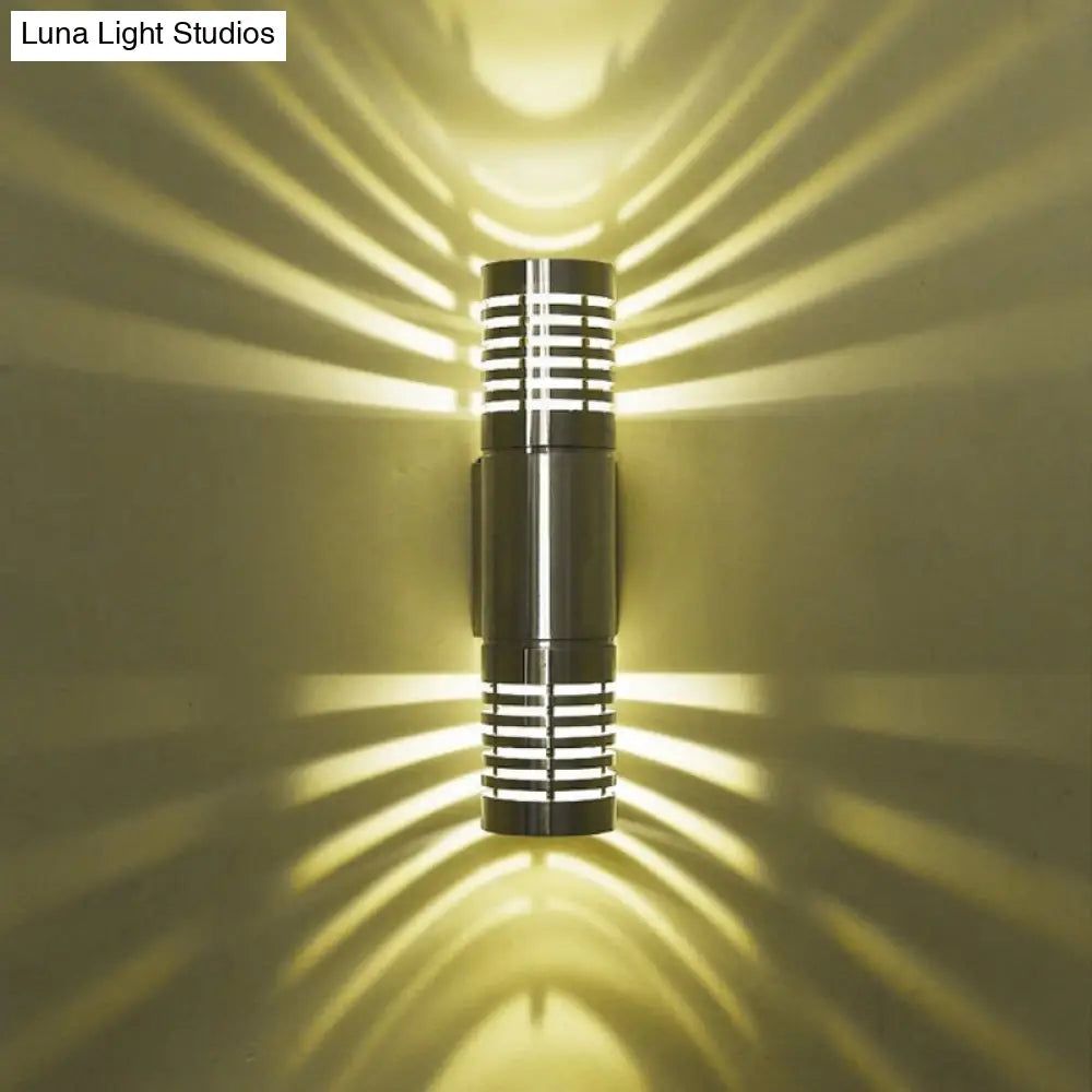 Modern Chrome Led Wall Lamp With Hollow Design And Warm/White Light