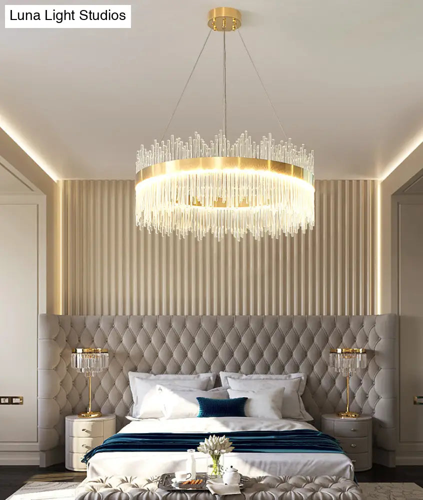 Modern Clear Crystal Pendant Led Suspension Lamp For Dining Table