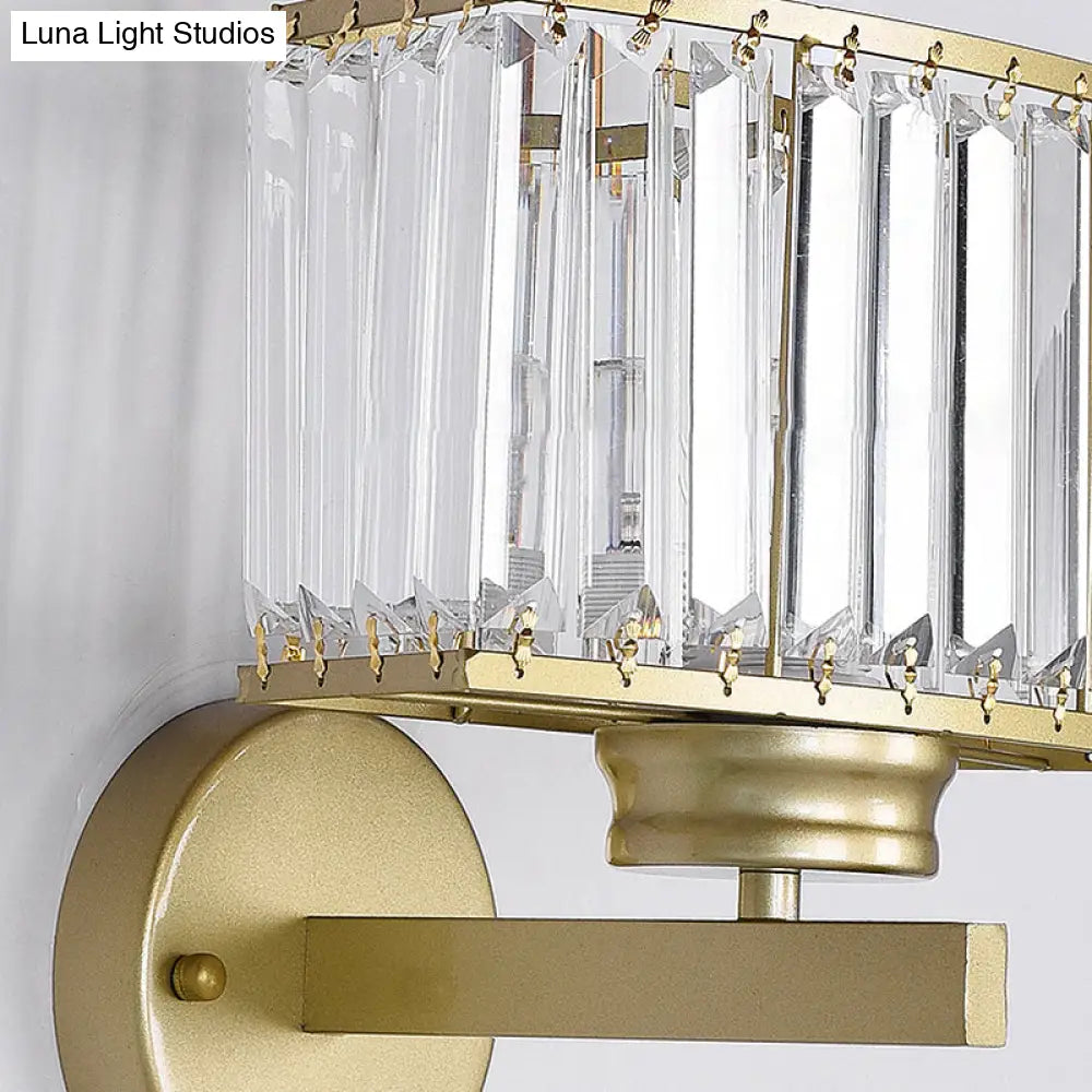 Modern Clear Crystal Wall Lamp With Gold Finish - Perfect For Hallway Lighting