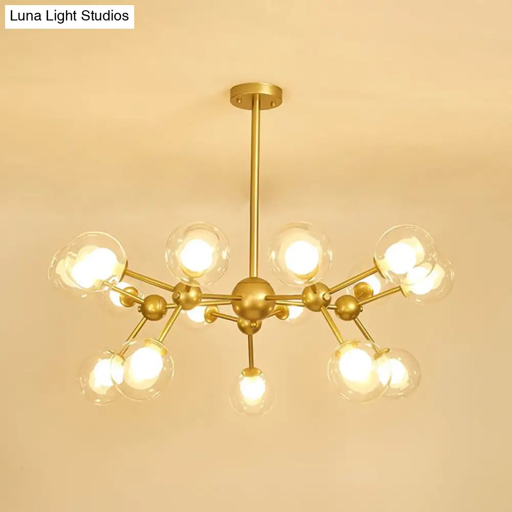 Modern Clear Glass Bubble Chandelier With Starburst Design - 9/12/15 Lights Hanging Light Fixture
