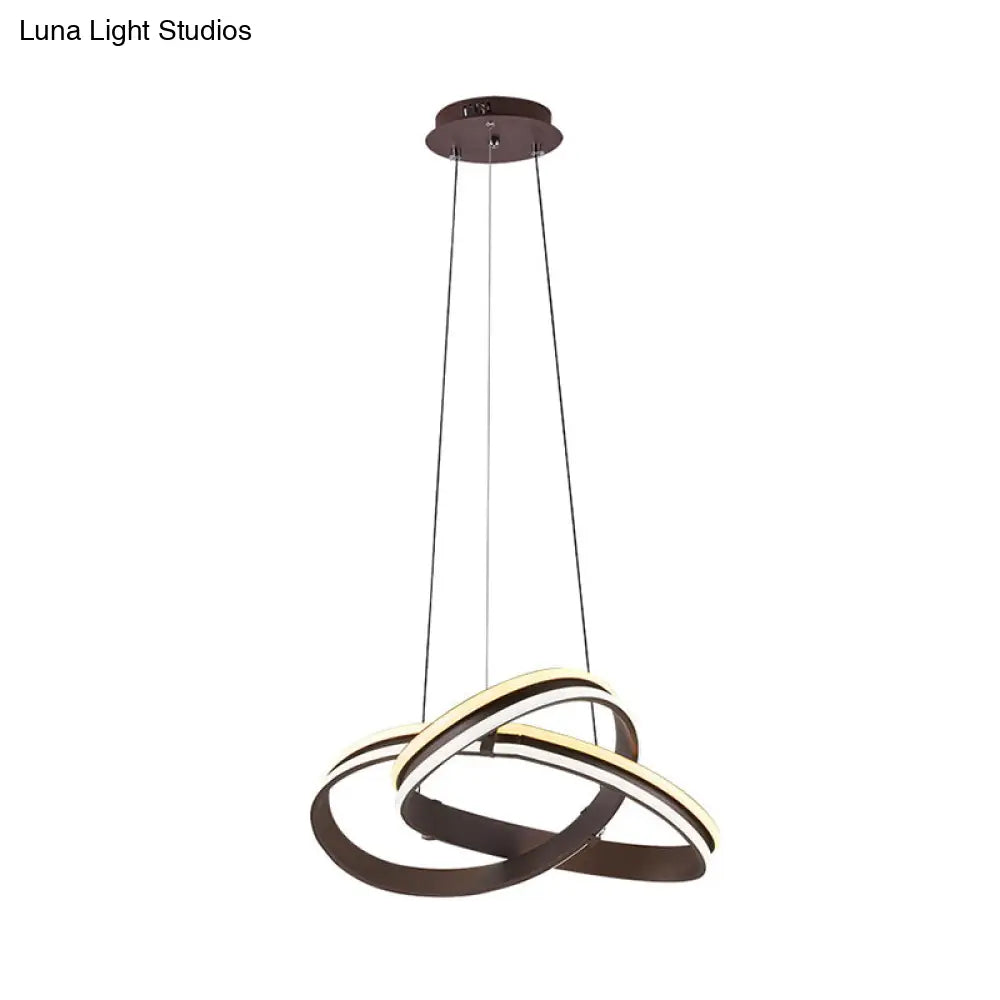 Modern Coffee Metal Chandelier Lamp – Seamless Curve Design | LED Pendant Light Warm/White Glow