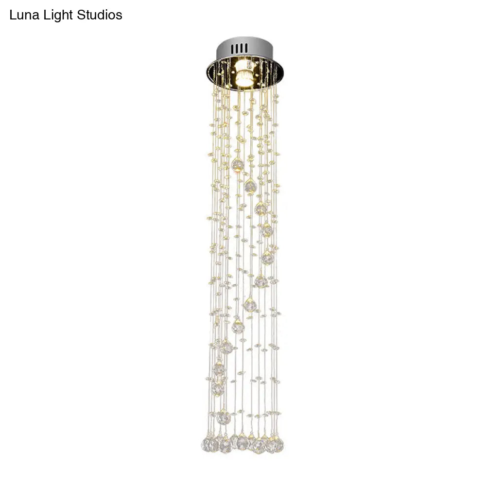 Modern Crystal Ball Flush Ceiling Light Fixture - Nickel Mount With 1