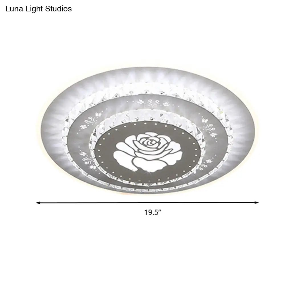 Modern Crystal Ceiling Mount Led Light Fixture For Bedroom - White Loving Heart/Square/Rose Design