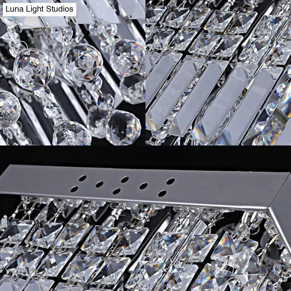 Modern Crystal Ceiling Mount Light Fixture With Chrome Finish - 2 Lights Bedroom Flush