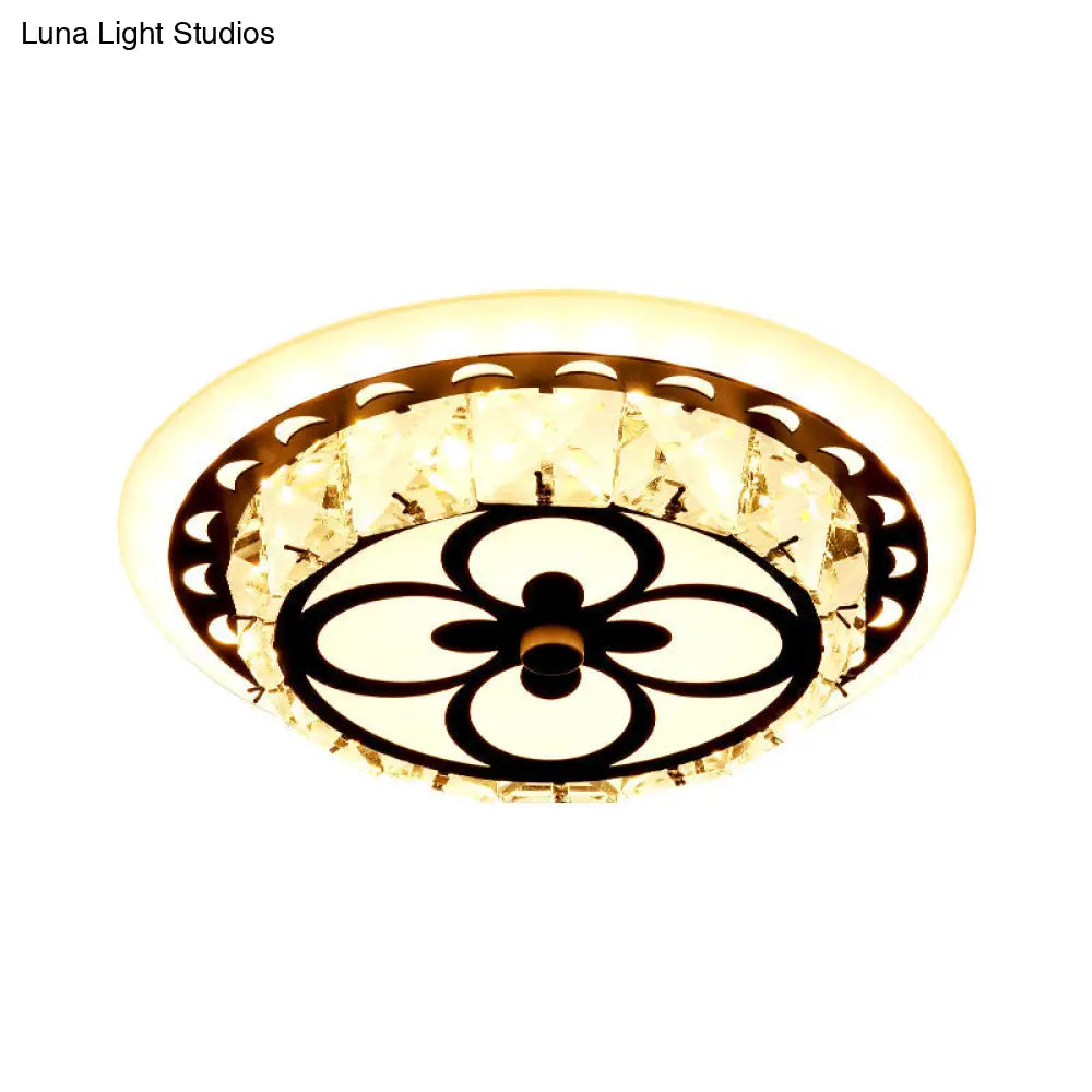Modern Crystal Flush Mount Led Ceiling Lamp In Chrome For Corridors