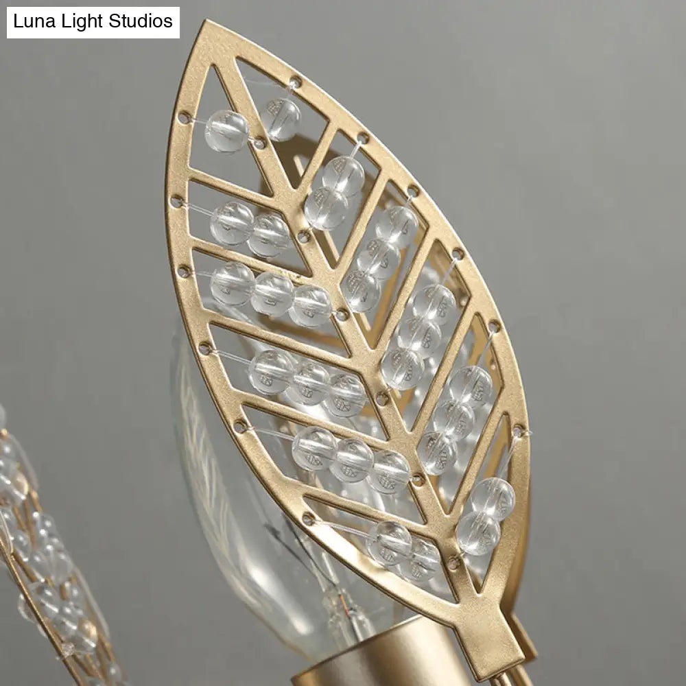 Modern Crystal Leaf Bronze Sconce Light - Wall Mounted Bedroom Lighting