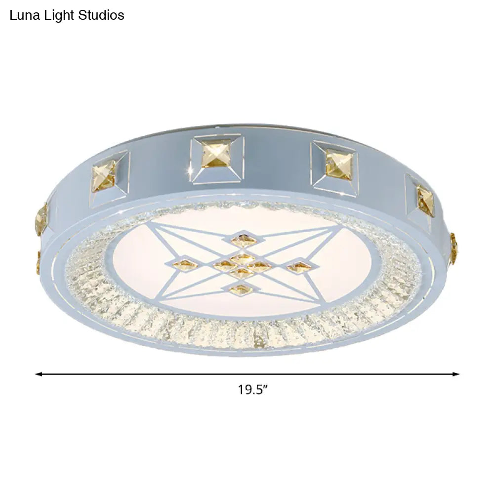 Modern Crystal Led Ceiling Light With Remote Control And Stepless Dimming - White Stylish