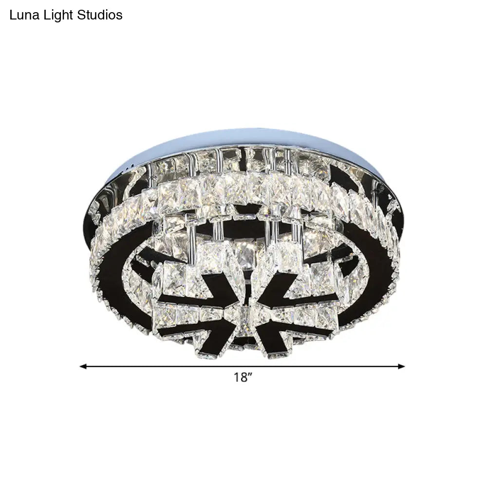 Modern Crystal Led Circle Ceiling Light For Bedrooms With V - Shaped Design