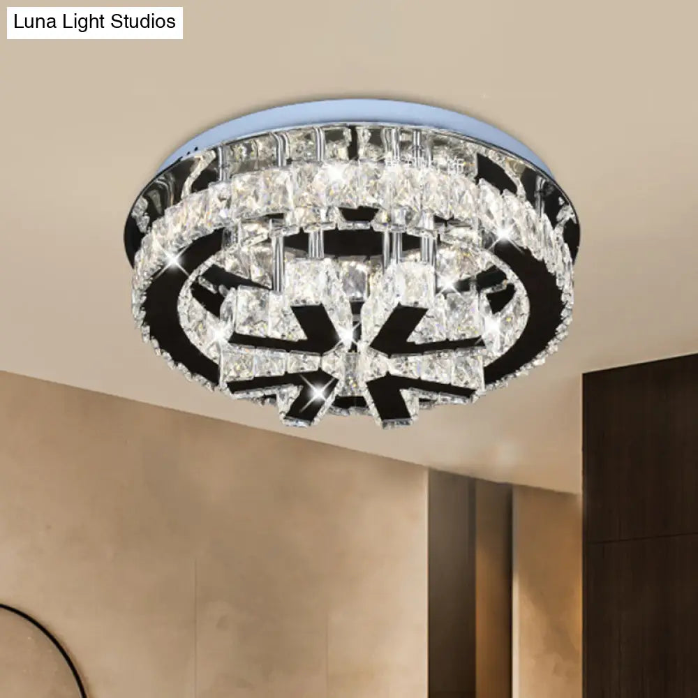 Modern Crystal Led Circle Ceiling Light For Bedrooms With V - Shaped Design