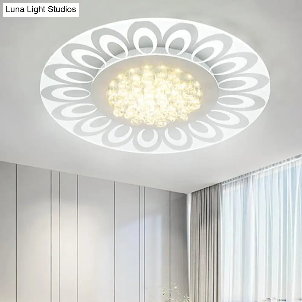 Modern Crystal Led Flush Mount Lighting In Multiple Light Options Various Sizes Available White /