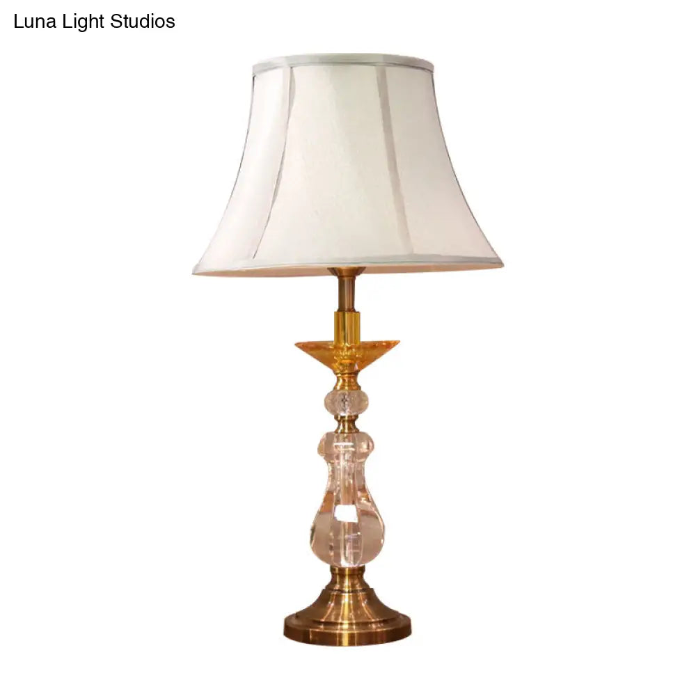 Modern Crystal Nightstand Light - Sleek Bell Design White Ideal For Living Room