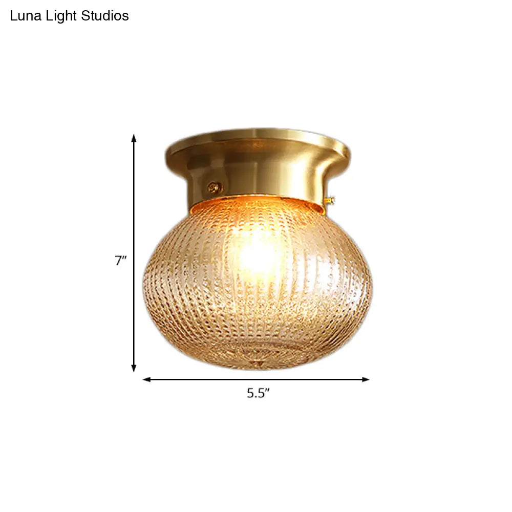 Modern Crystal Shade Flush Mount Ceiling Light - Brass Finish