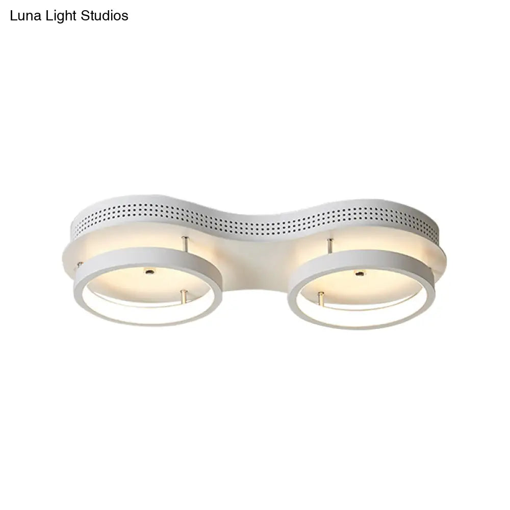 Modern Dual Round Led Ceiling Lamp - Minimal White Acrylic Flush Mount Light Fixture In Warm/White