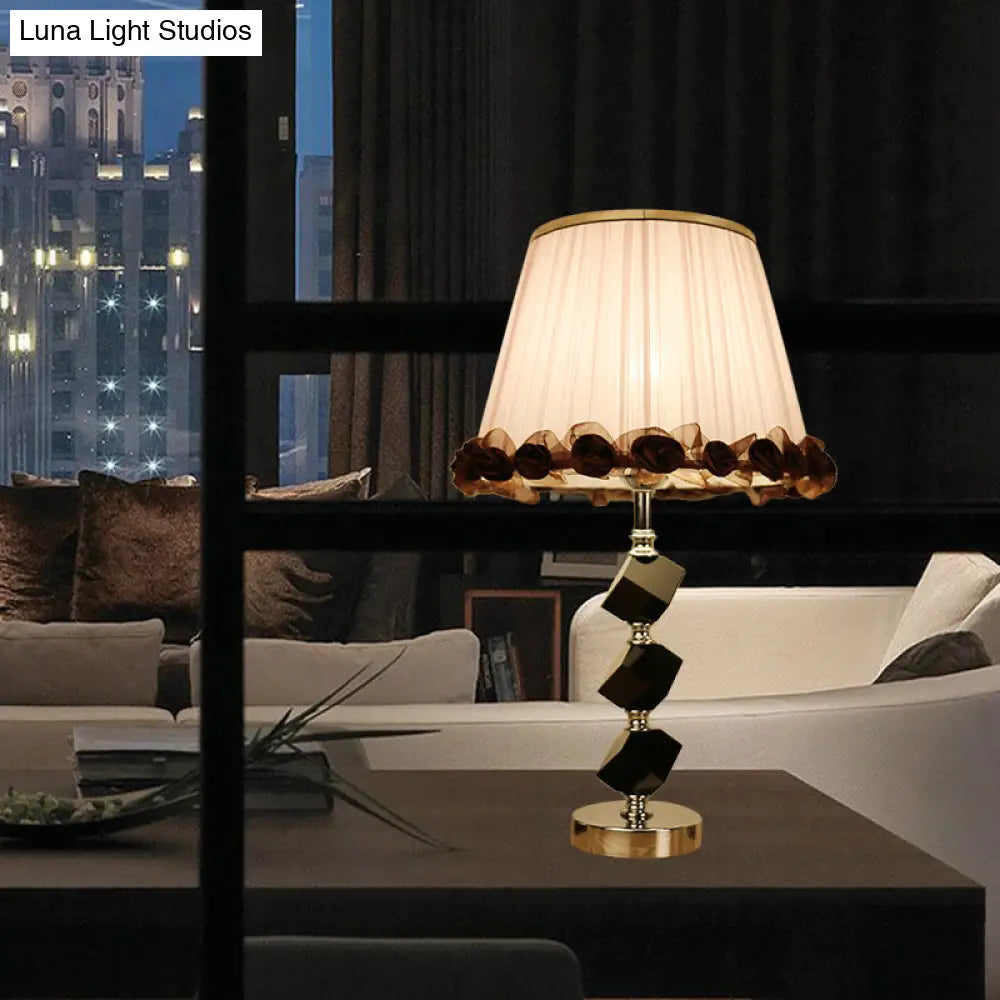 Modern Faceted Crystal Cone Night Light - Pink 1-Light Table Lighting For Living Room
