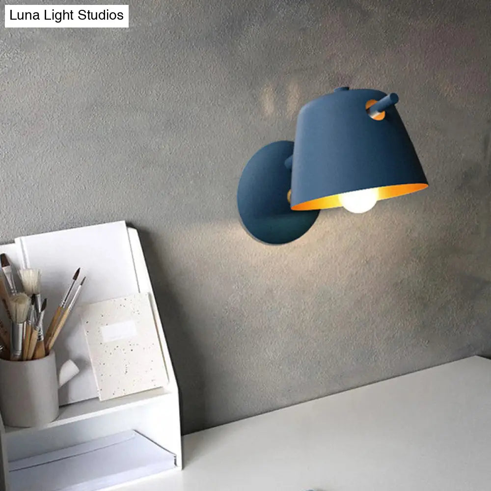 Modern Flare Wall Mount Sconce With 1 Head Metal Shade In Black/White/Blue