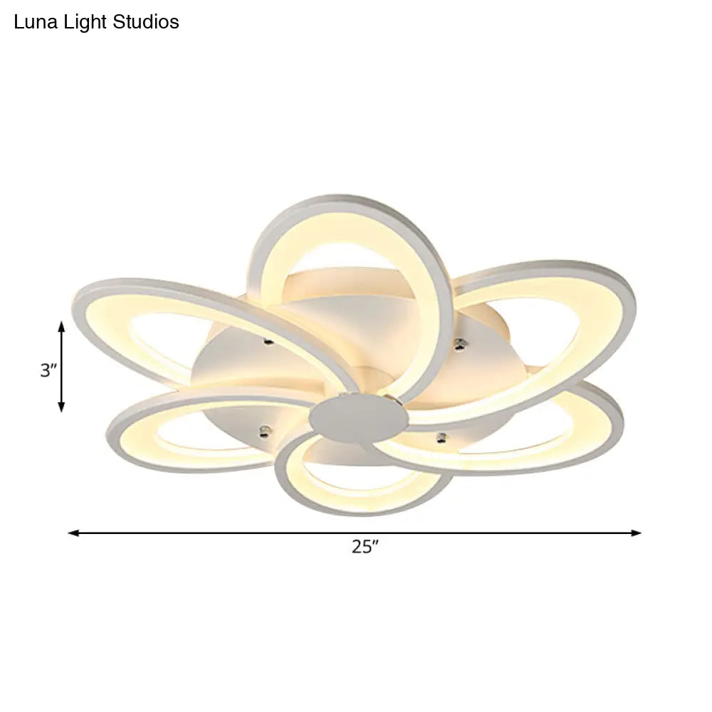 Modern Flower Flushmount Lighting - Acrylic 6/7/8-Light Ceiling Fixture For Bedroom Warm Or White