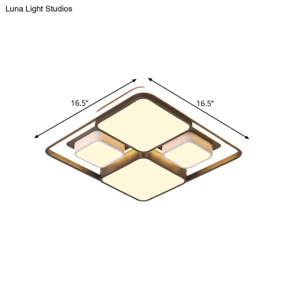 Modern Flush Mount Led Ceiling Lamp Metallic Black & White 16.5’/20.5’/35.5’ Length