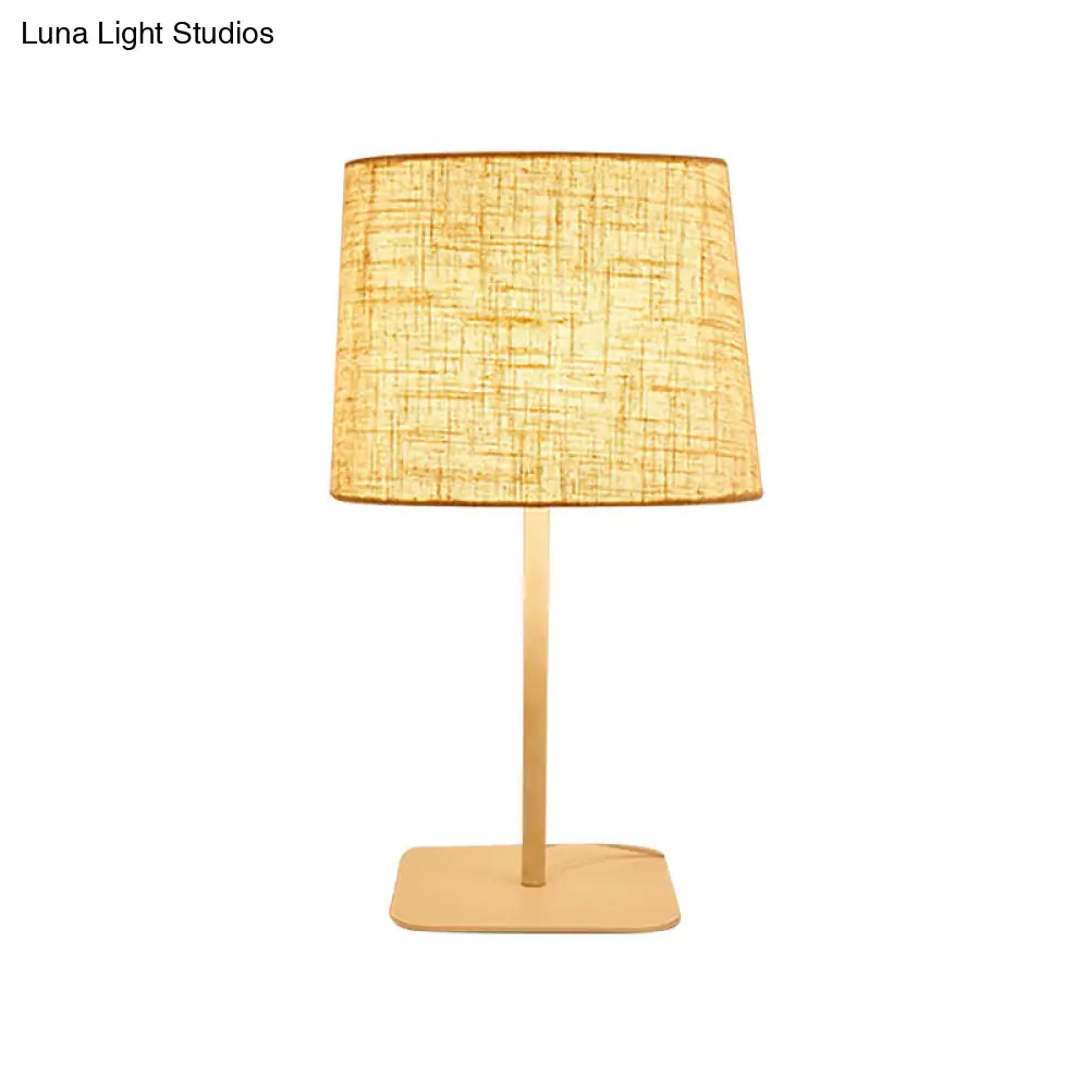 Modern Geometric Led Bedside Reading Light In Black/Beige - Stylish Fabric Task Lighting