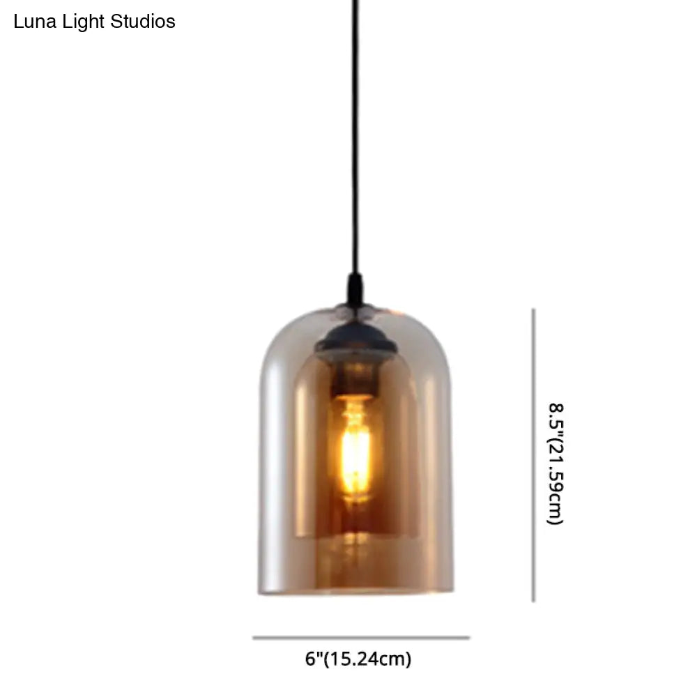 Modern Glass Cylinder Pendant Light For Dining Room - Hanging Lighting