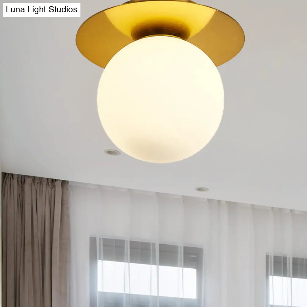 Modern Glass Orbit Ceiling Light Kitchen Flushmount Lamp - Clear/Light - Brown/Cream Single